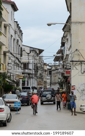STONE TOWN, TANZANIA - 27 MARCH: narrow streets of Stone Town - main city of Zanzibar, old colonial province - 27 MARCH, 2013, Stone Town, Tanzania