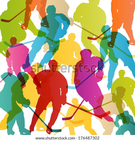 Active young men ice hockey sport silhouettes skating in winter sports abstract background illustration vector