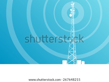 Antenna transmission communication tower vector background concept