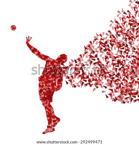 Male sport athletic ball throwing, shot put silhouettes abstract illustration background vector concept made of fragments