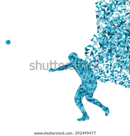 Male sport athletic ball throwing, shot put silhouettes abstract illustration background vector concept made of fragments