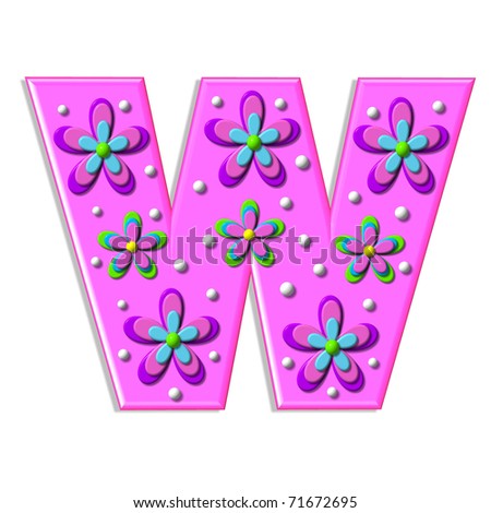 Funky Hot Pink Letter, W, Is Part Of An Alpha Called 