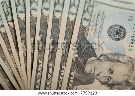 twenty dollar bills fanned out