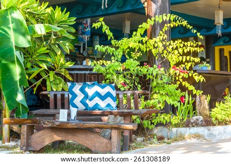 small cafe in tropics, leisure time, lounge area