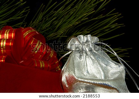 gift box and silver gift bag