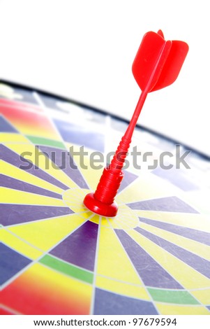 dart on bullseye of a dart board