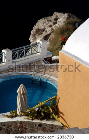 greece greek islands villa with pool overlooking aegean santorini oia
