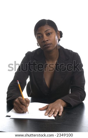 female executive black woman working at desk