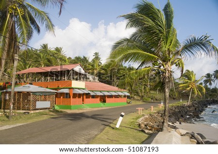 colorful restaurant bar by the caribbean sea big corn island nicaragua central america