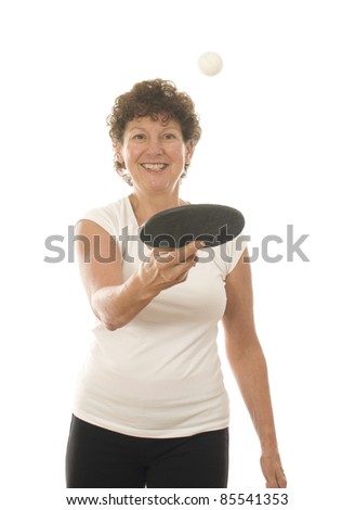 Similar – Image, Stock Photo Aged tennis player bouncing ball on racket