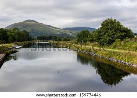 Highlands landscape in Scotland, UK. Taken during the Jacobite Train trip from Fort William to Mallaig.