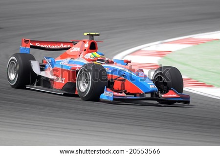 DUBAI, UAE - APRIL 11-12 2008: GP2 Asia driver Bruno Senna, nefhew from 3 times F1 world champion Ayrton Senna, in action, at Dubai Autodrome. In the first session Bruno finished 5th.