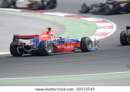 DUBAI, UAE - APRIL 11-12 2008: GP2 Asia driver Bruno Senna, nefhew from 3 times F1 world champion Ayrton Senna, in action, at Dubai Autodrome. In the first session Bruno finished 5th.