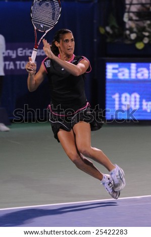 DUBAI - FEBRUARY 21: Virginie Razzano , runner up, in action the Barclays Dubai Tennis Championships on Feb. 21, 2009.