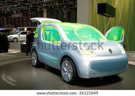 GENEVA - MARCH 4, 2009: Renault Z.E. (Zero Emission) Concept car on display at 79th Geneva Motor Show, in Geneva, Switzerland March 4, 2009. More than 130 vehicles being introduced.