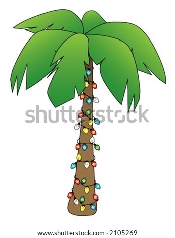 Illustration Of A Palm Tree Decorated For Christmas - 2105269 ...