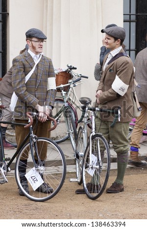 LONDON - APR 13: Unidentified participants after finishing the London Tweed run contest, 