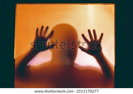 Image, Stock Photo shadowy figure on a nocturnal meadow by moonlight