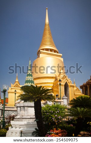 Wat Phra Kaeo, Temple of the Emerald Buddha and the home of the Thai King. Wat Phra Kaeo is one of Bangkok\'s most famous tourist sites and it was built in 1782 at Bangkok, Thailand.