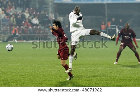 CLUJ-NAPOCA, ROMANIA - November 4: Soccer players in action at a  Champions League soccer game CFR Cluj vs. Bordeaux, November 4, 2008 in Cluj-Napoca, Romania.