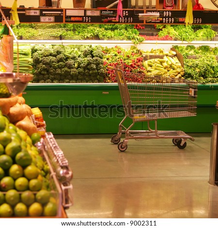 Empty Cart in the Produce Aisle