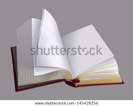 Book - open hard cover book with plain pages