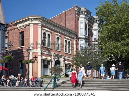VICTORIA - JUNE 29, 2008: Capital city of British Columbia, located on Vancouver Island is visited by millions tourists. This historic Victorian Canada\'s city was established in the time of Gold Rush.
