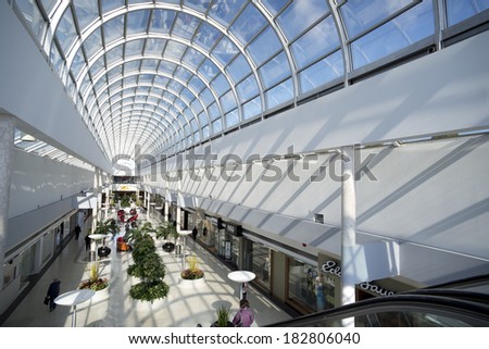 VANCOUVER - MARCH 20, 2014: Vancouver\'s most stylistic shopping mall, the Oakridge Centre is located at the intersection of Cambie Street and 41st Ave. Mall was  opened in 1959 by Woodward\'s Stores.