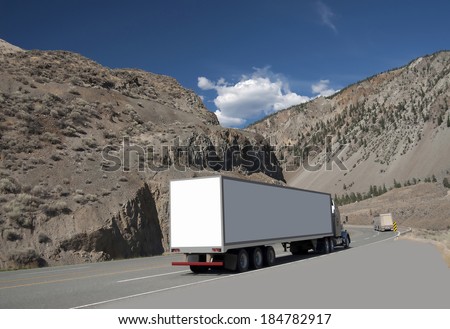 Truck on the road - white and grey space for advertising design, texture