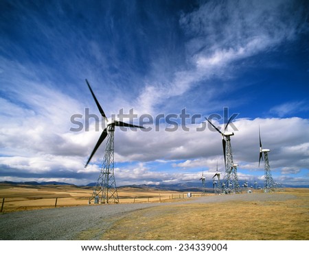 Windmills - electrical windmills farm industry by Cowley, Alberta CanadaCanada