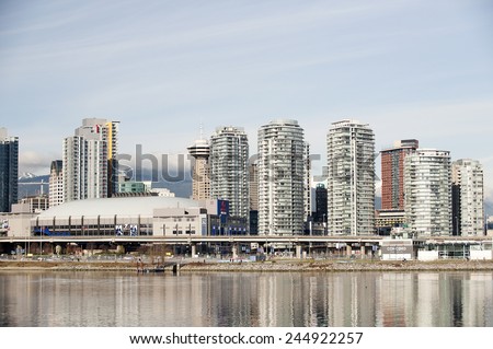 VANCOUVER, BC CANADA - JAN. 30, 2011: Rogers Arena, the primary sports facility and  home to Vancouver Canucks was opened 1995 as GM Place. Arena hosted the hockey events at the 2010 Winter Olympics.