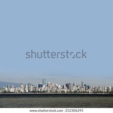 Vancouver panorama with English Bay and blue sky, British Columbia, Canada