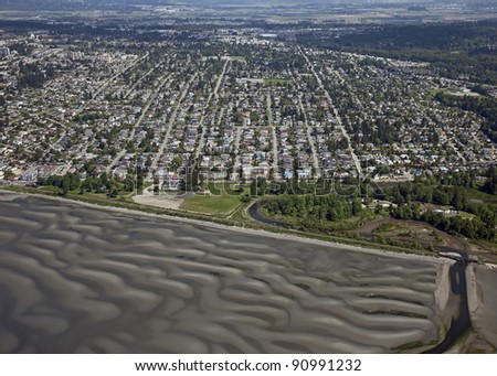 City homes on the sea shore in White Rock, Canada