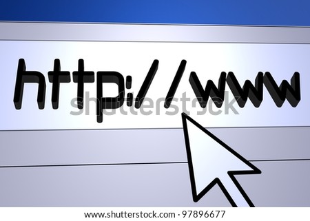 Computer generated image for internet concept. Address bar with cursor pointing at it.