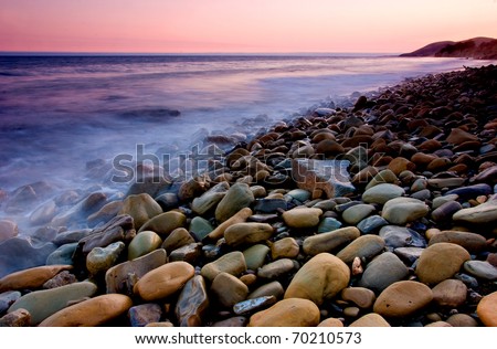 Waves lapping against rocks in Santa Barbara California