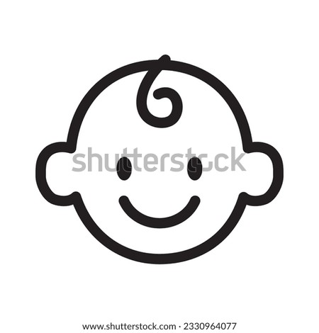 Baby face icon, Vector outline illustration.