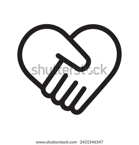 Heart handshake icon, Vector simple outline icon.