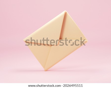 Mail envelope isolated on pastel pink background. 3d render of new e-mail message notice icon. Concept of subscription to newsletter. 3d rendering illustration of new incoming message.