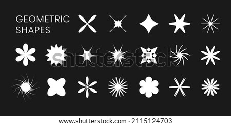 Brutalism shapes for swiss minimal style design. Constructor of trendy geometric postmodern figures. Vector illustration of brutalist contemporary stars. Primitive bauhaus elements. Photo stock © 