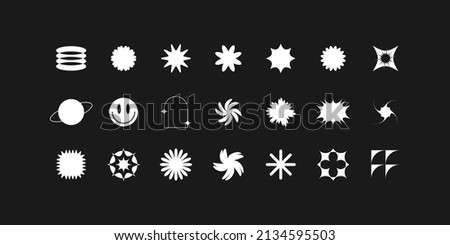 Brutalist shapes for swiss minimal style design. Constructor of trendy geometric postmodern figures. Vector illustration of brutalist contemporary stars. Primitive bauhaus elements. Photo stock © 