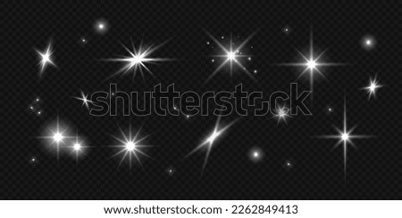 Y2k bling star icons. Vector illustration silver light flare effect, stars and sparkles isolated on transparent background. Flash light design elements for retrofuturistic, brutalist cool poster