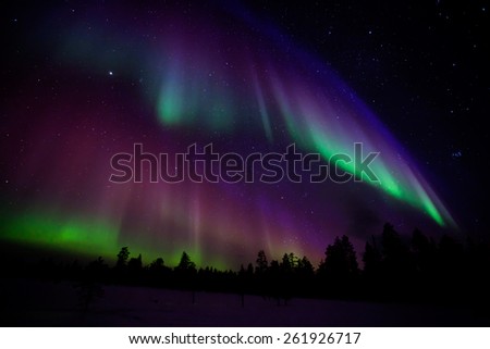 Beautiful Northern lights in Lapland of Finland