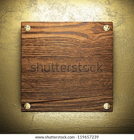 wood on golden wall made in 3D