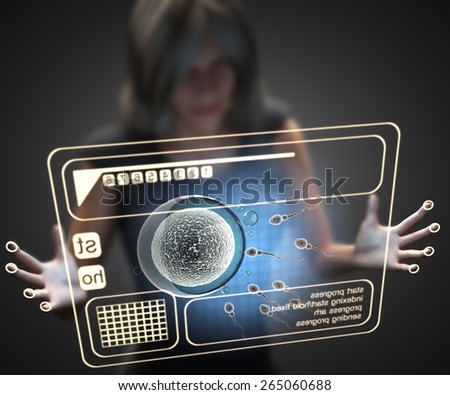 woman and hologram with reproduction