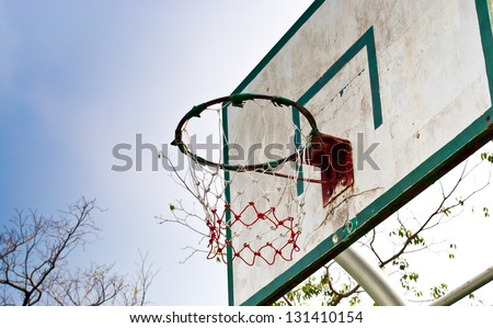 old wooden basketball hoop in the park