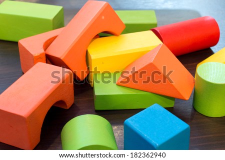 Colorful wooden toy building blocks