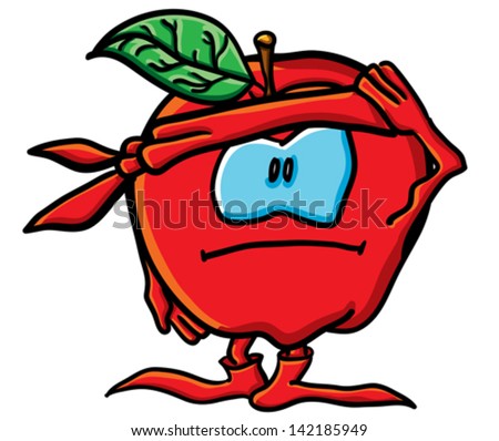 Funny cartoon apple on the white background