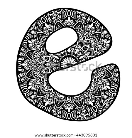 vector logo d'decor Zentangle D alphabet  letter free Royalty stylized