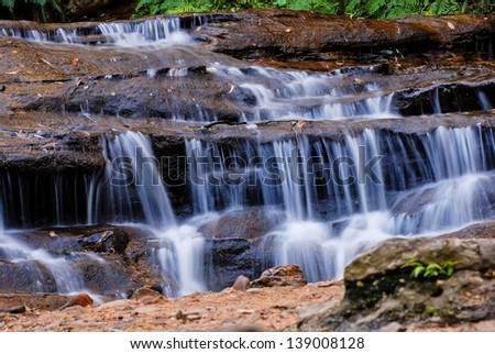 Waterfall and blue stream in the forest on Blue Mountains National Park Australia UNESCO, Australia