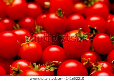 plenty of little red cherry tomatoes - food background